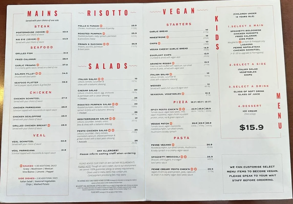 Menu, La Porchetta | Best Italian Restaurant in Melton