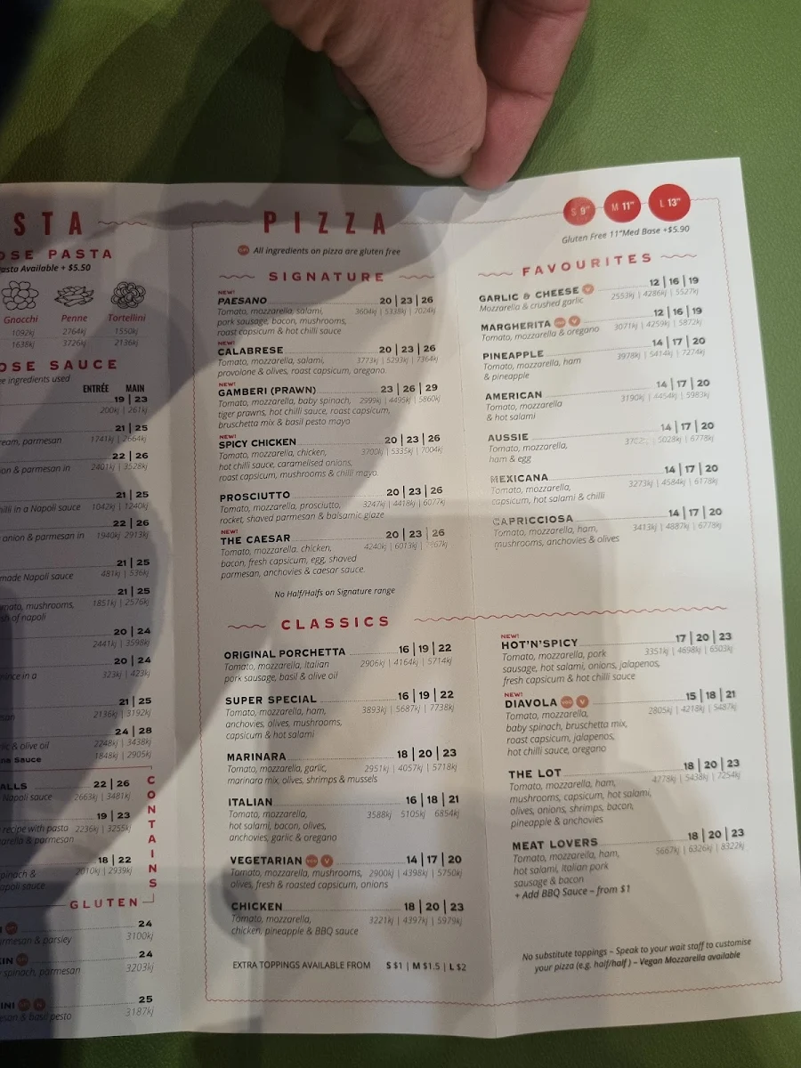 Menu, La Porchetta | Best Italian Restaurant in Melton
