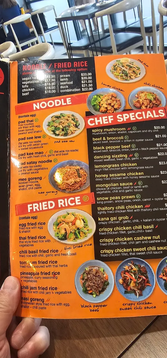 Menu, Thaitory Plumpton