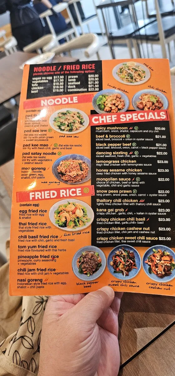 Menu, Thaitory Plumpton