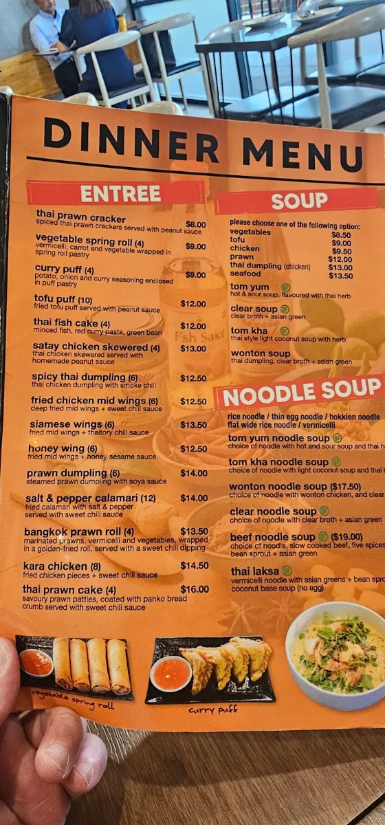 Menu, Thaitory Plumpton
