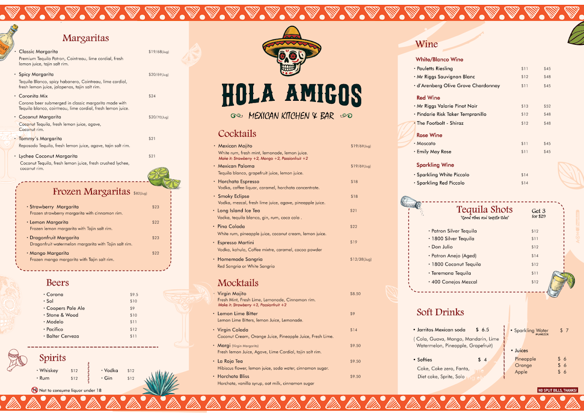 Menu, Hola Amigos Semaphore