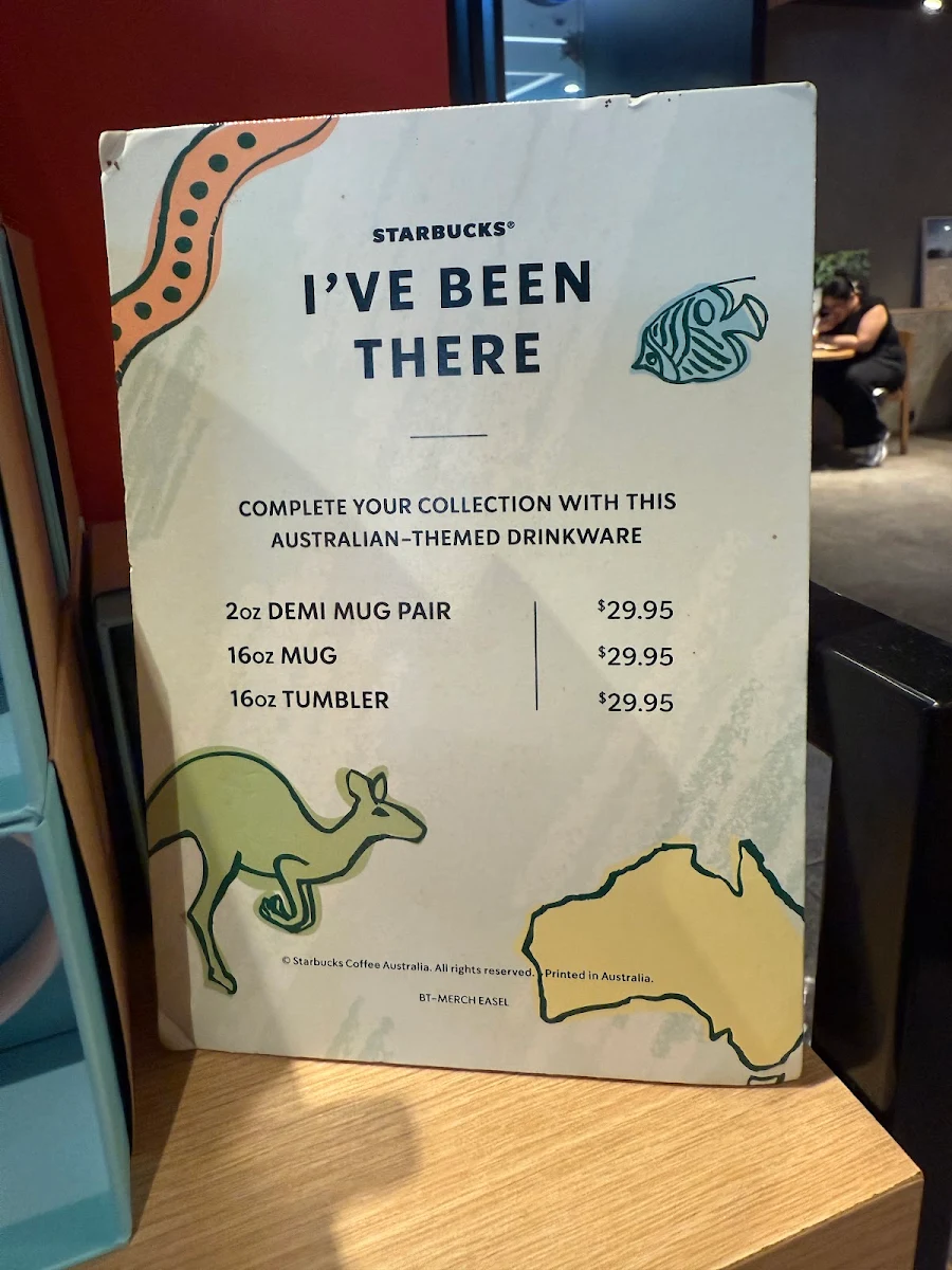 Menu, Starbucks Bondi Junction