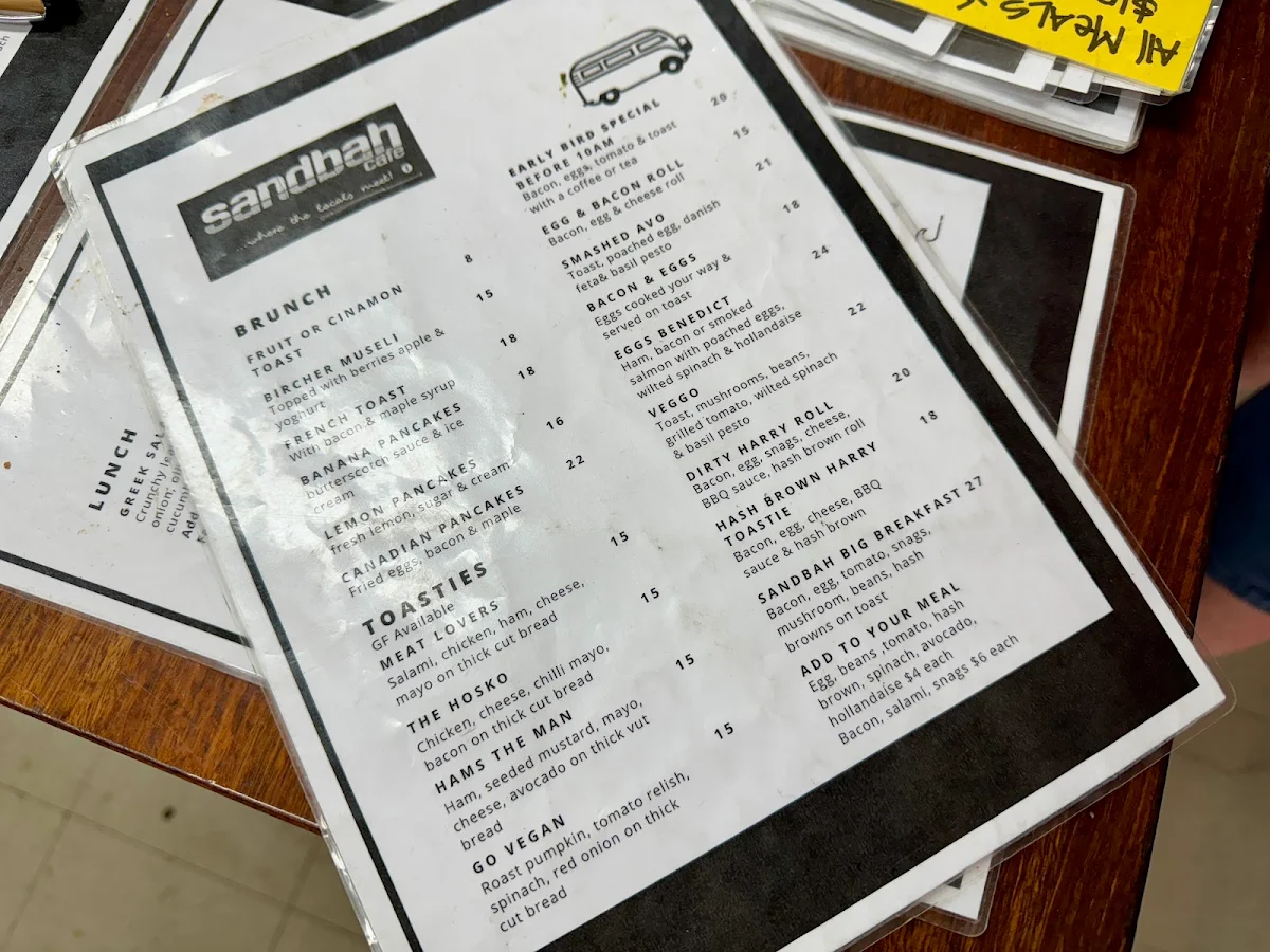 Menu, Sandbah Cafe