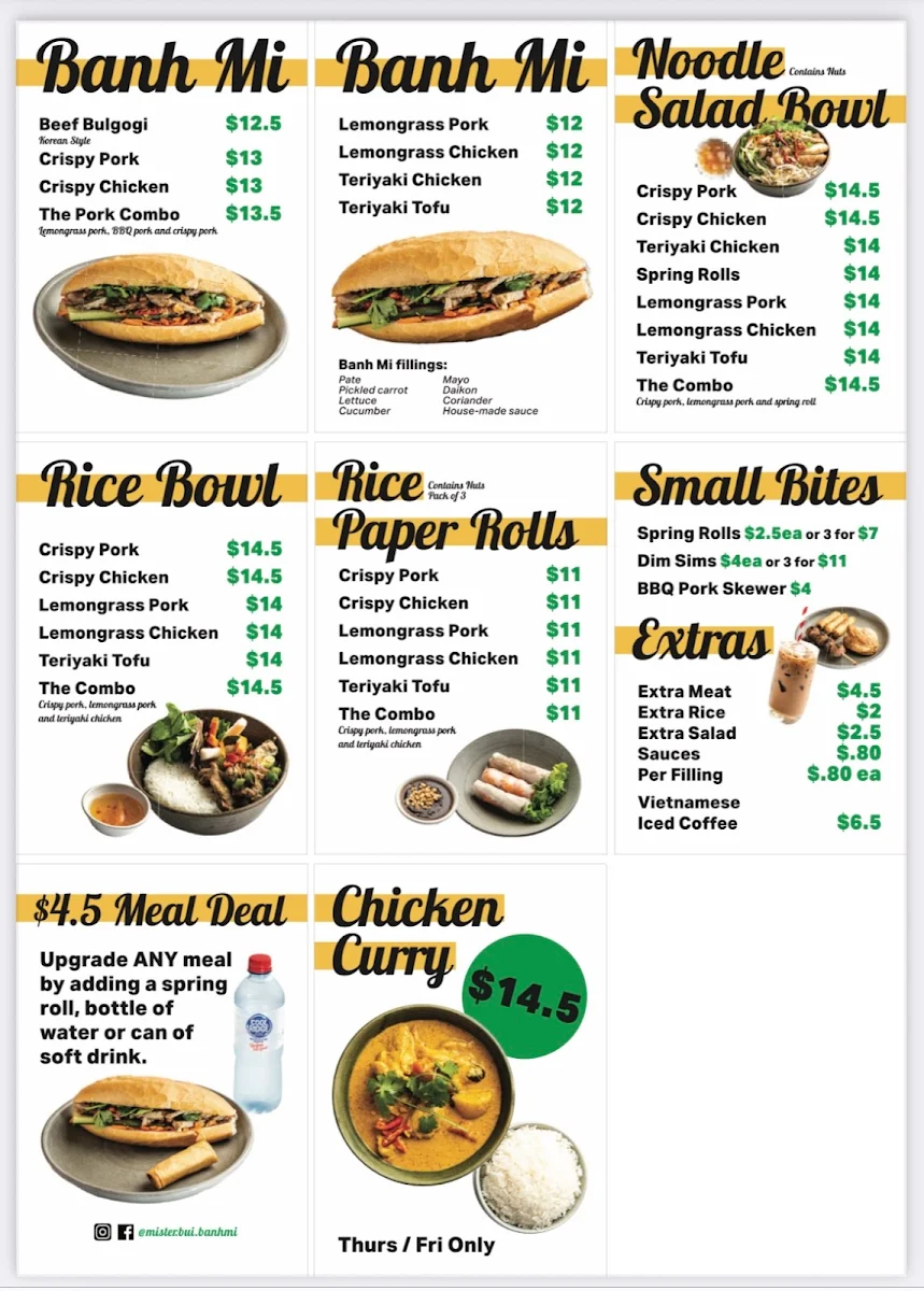 Menu, Mr Bui Banh Mi & more