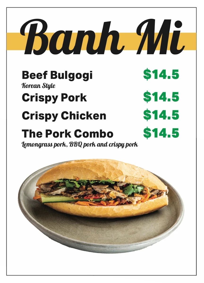 Menu, Mr Bui Banh Mi & more