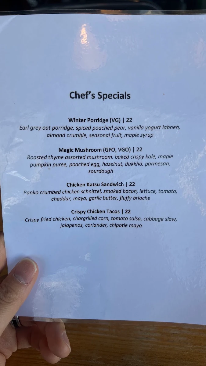 Menu, The Peddler Cafe