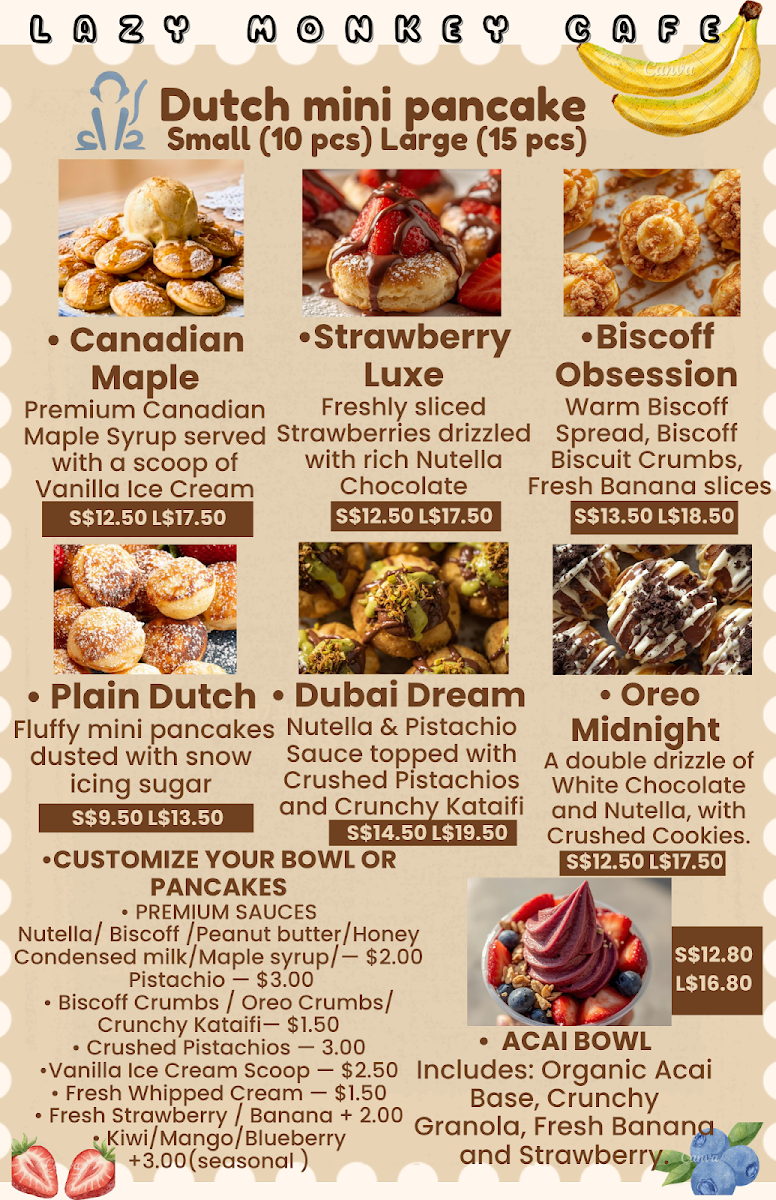 Menu, Lazy Monkey