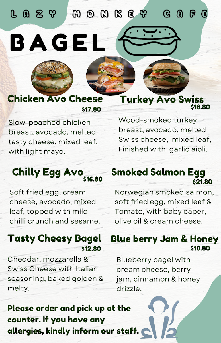 Menu, Lazy Monkey
