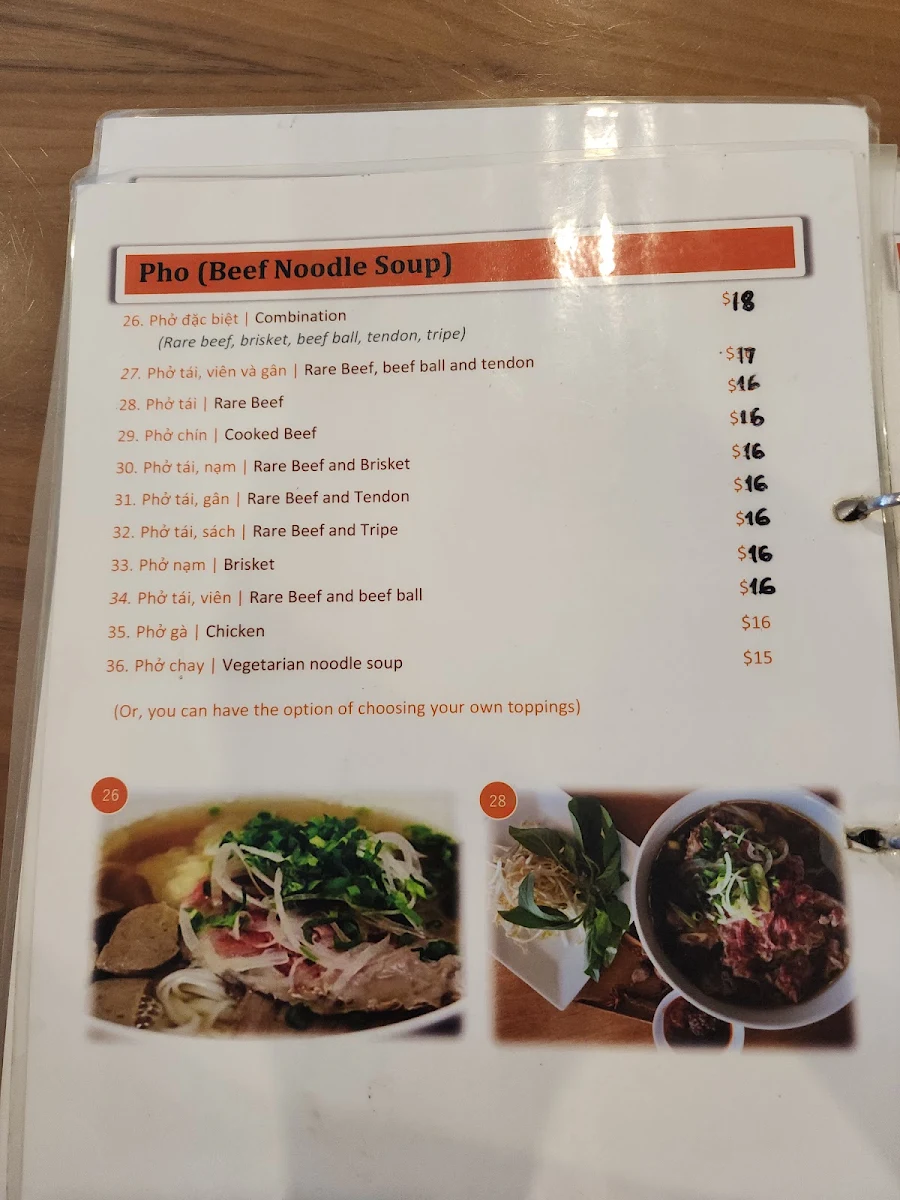 Menu, Pho Co Hai
