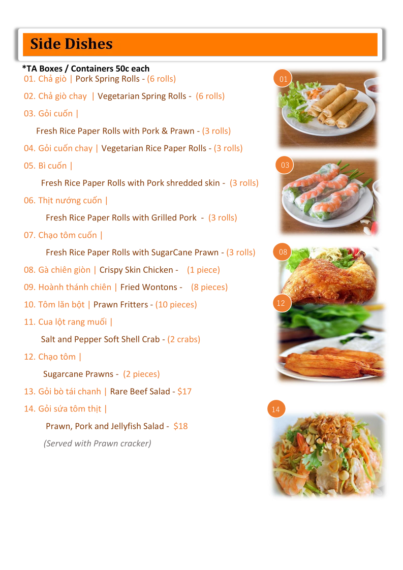 Menu, Pho Co Hai