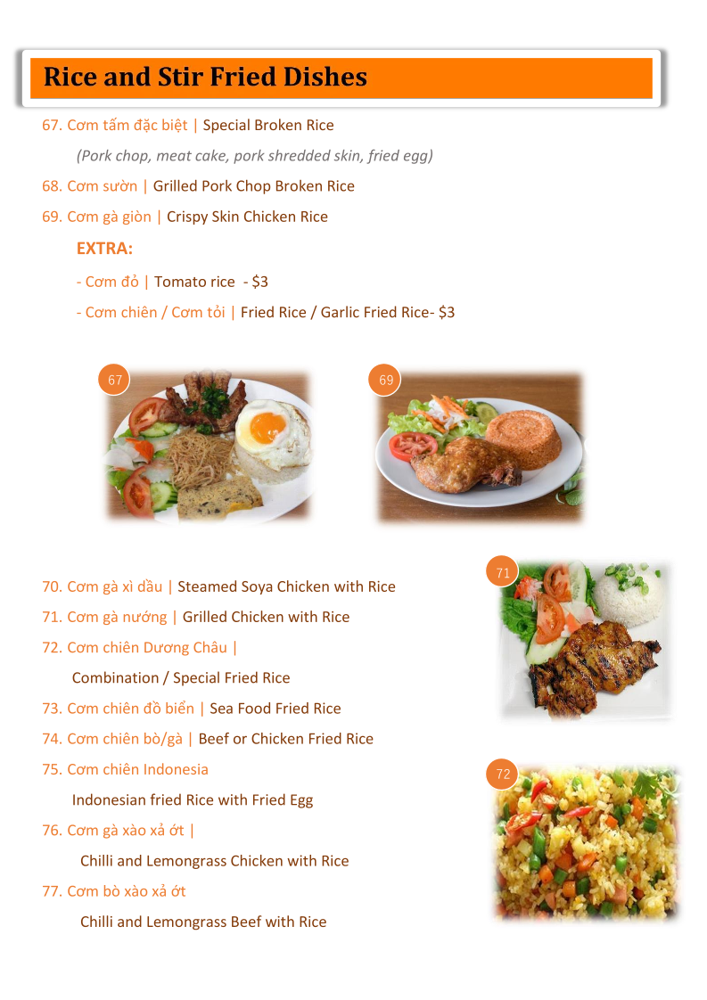 Menu, Pho Co Hai
