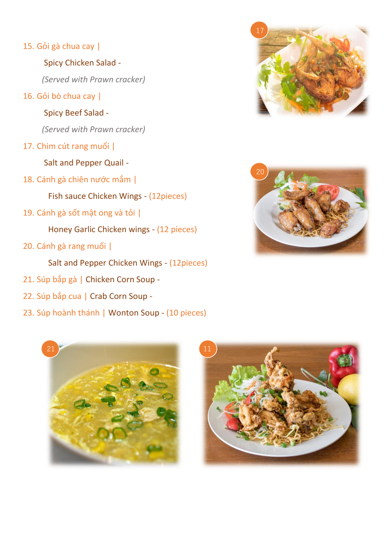 Menu, Pho Co Hai