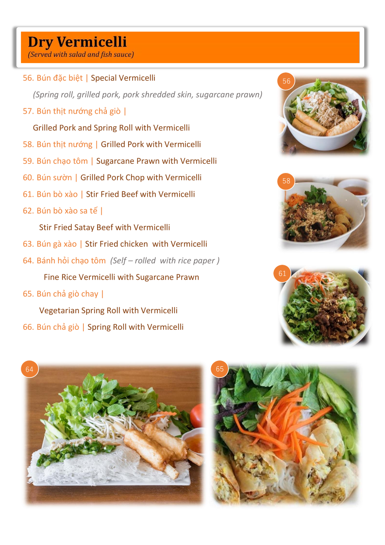 Menu, Pho Co Hai