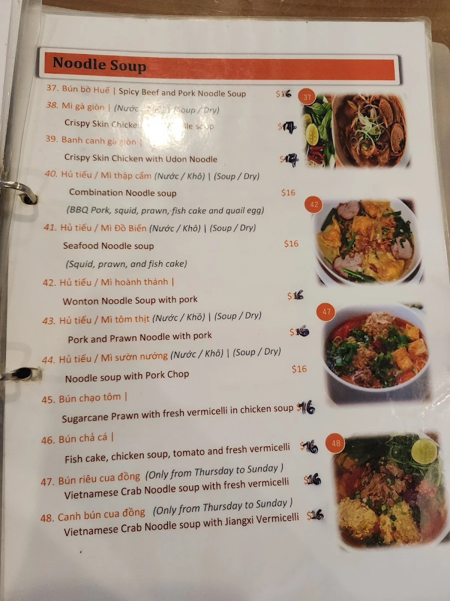 Menu, Pho Co Hai