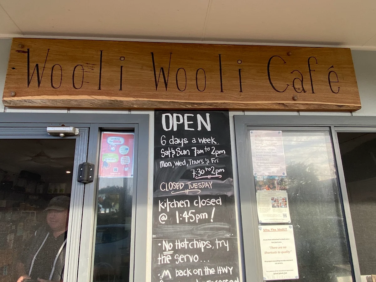 Menu, Wooli Wooli Cafe