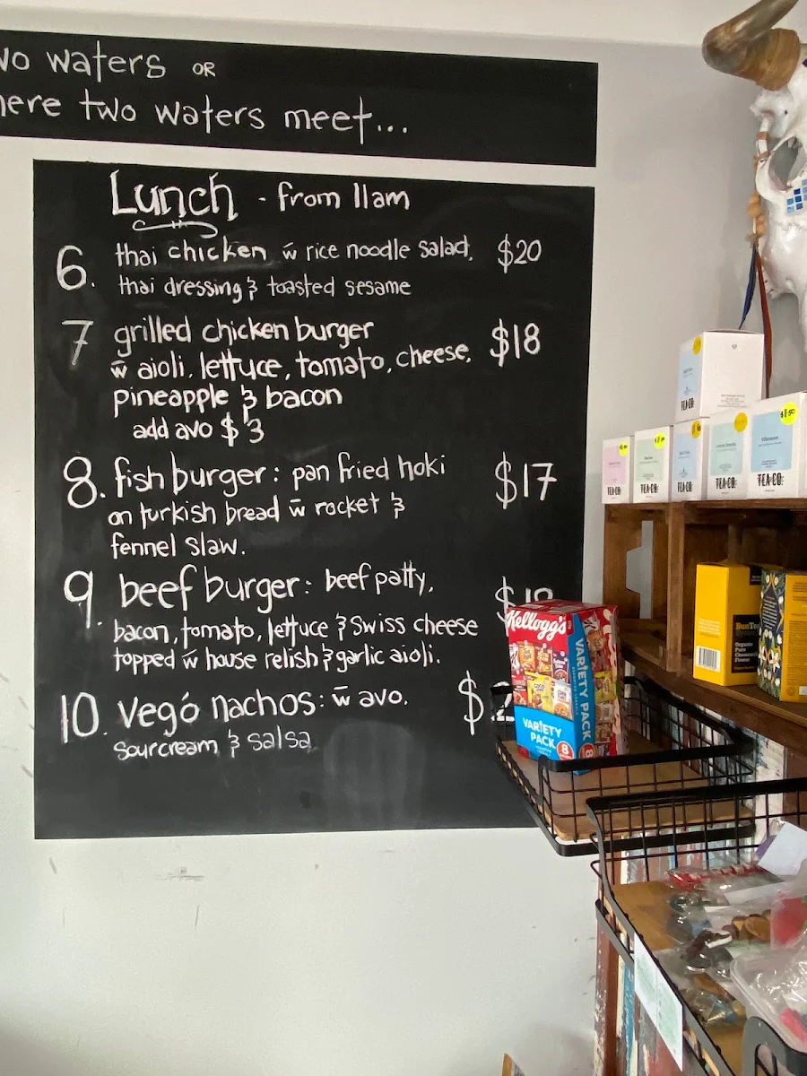 Menu, Wooli Wooli Cafe