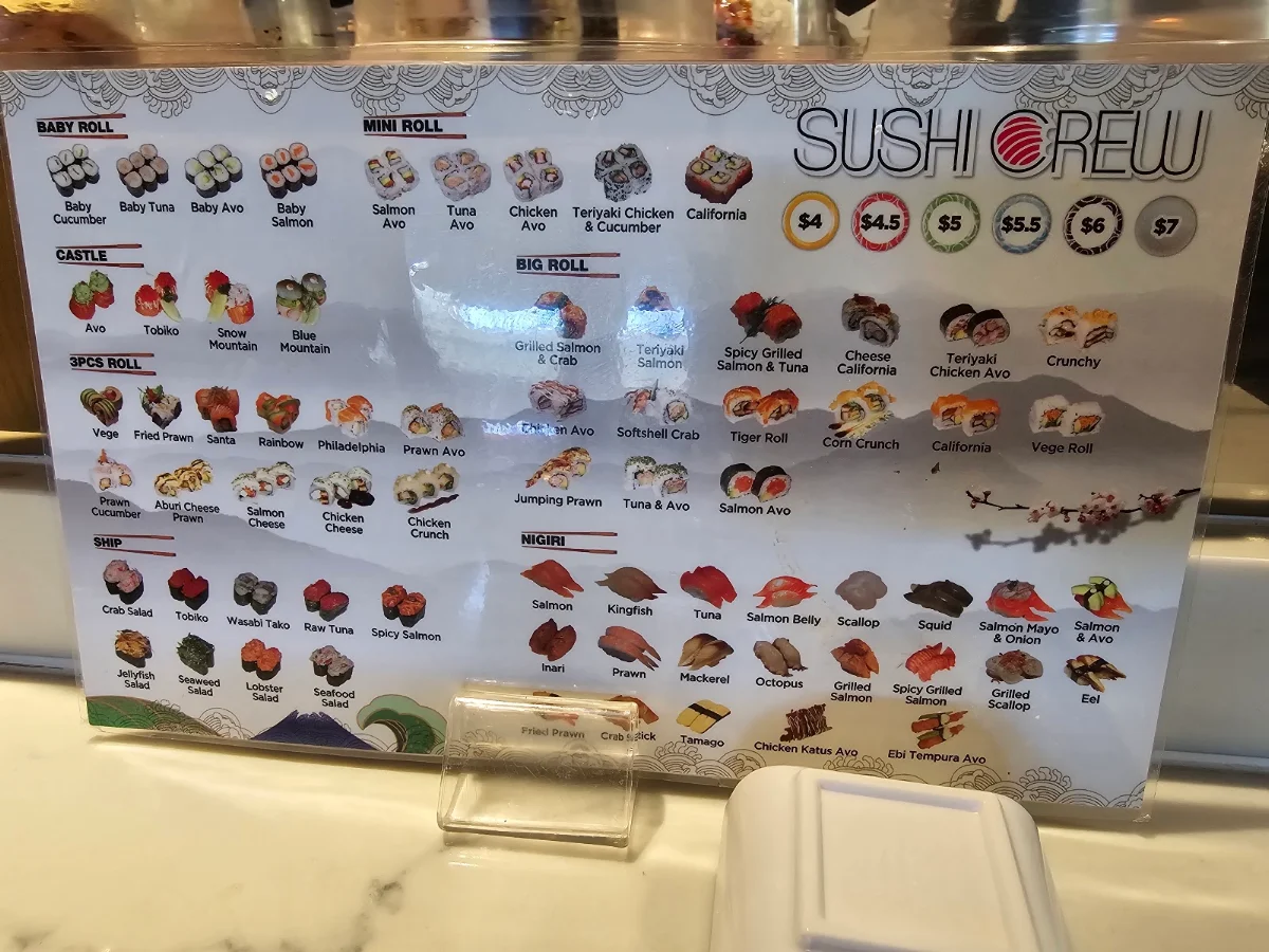 Menu, Sushi Crew Brookvale