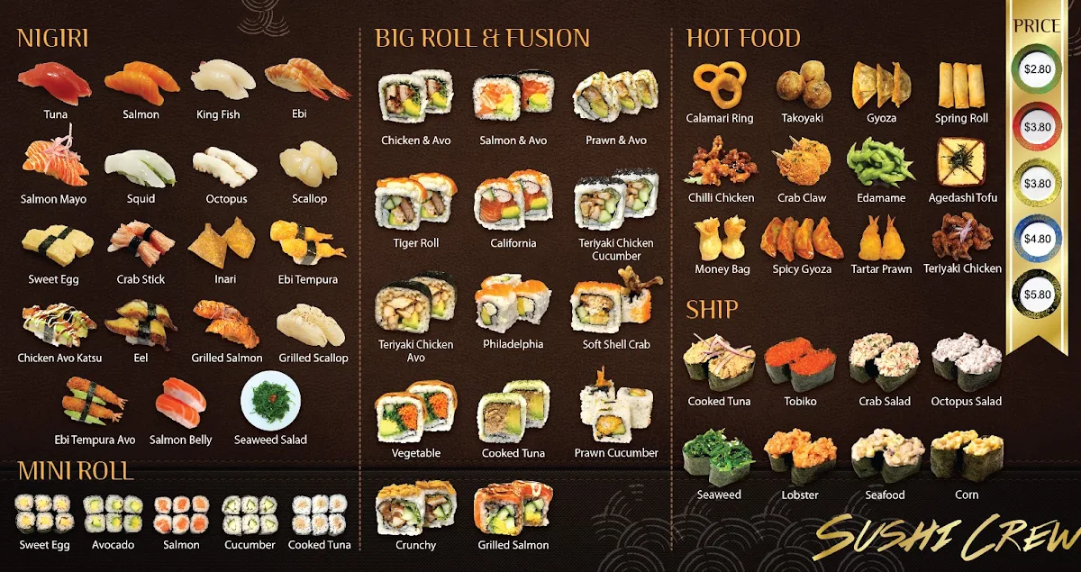 Menu, Sushi Crew Brookvale