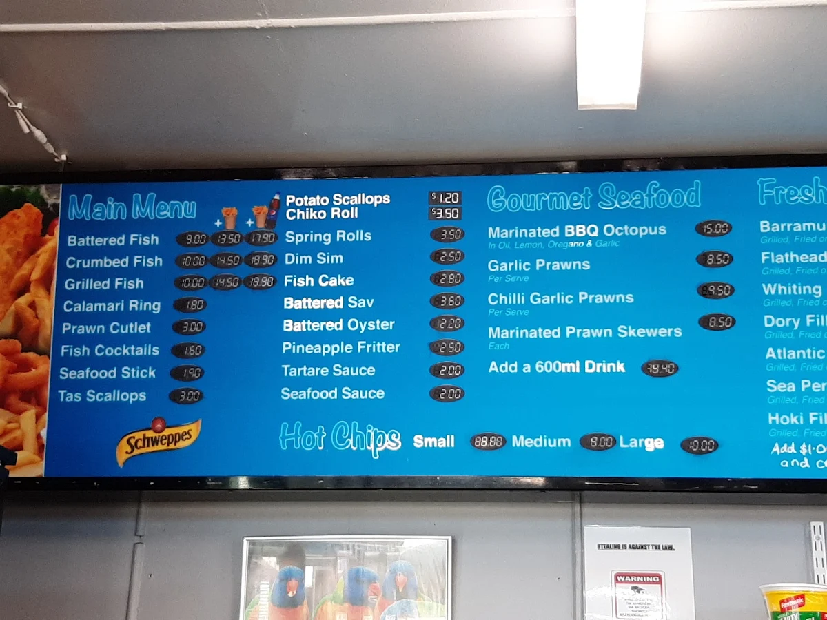 Menu, Legendary Fish & Chips