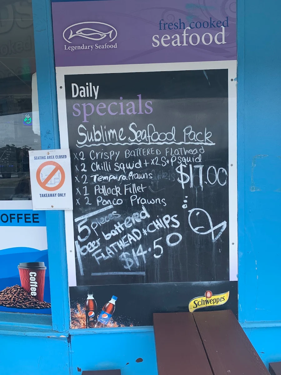 Menu, Legendary Fish & Chips