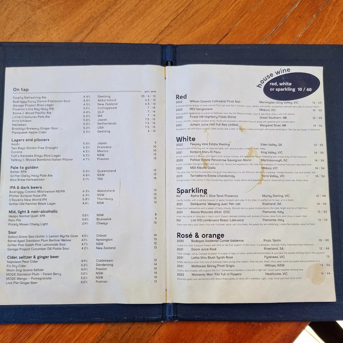 Menu, Rooftop Bar