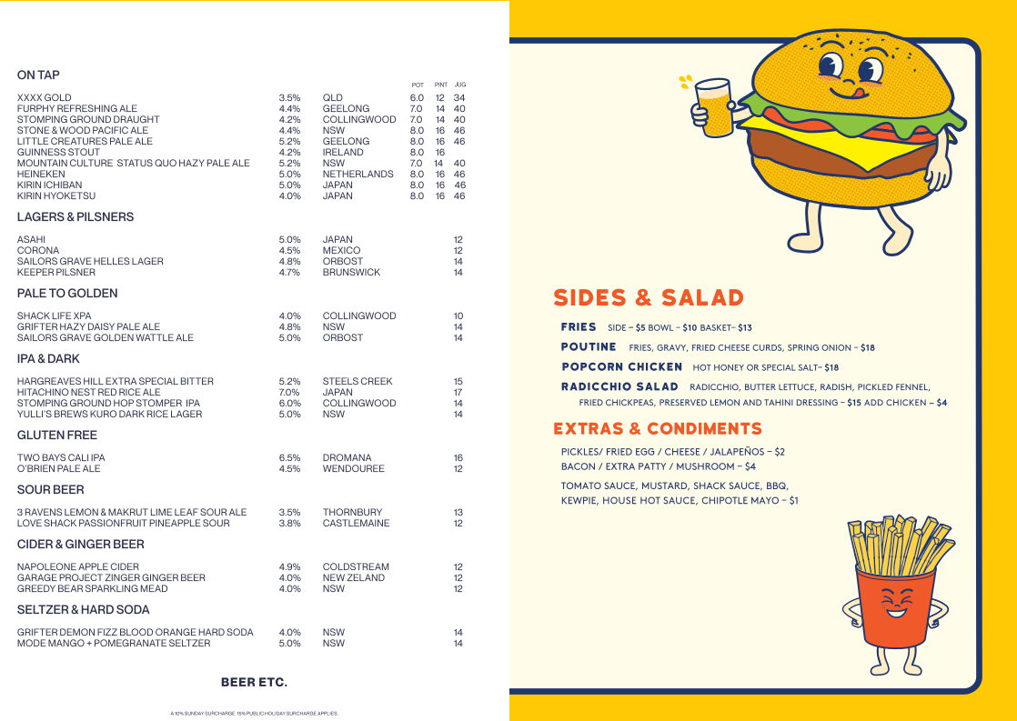 Menu, Rooftop Bar