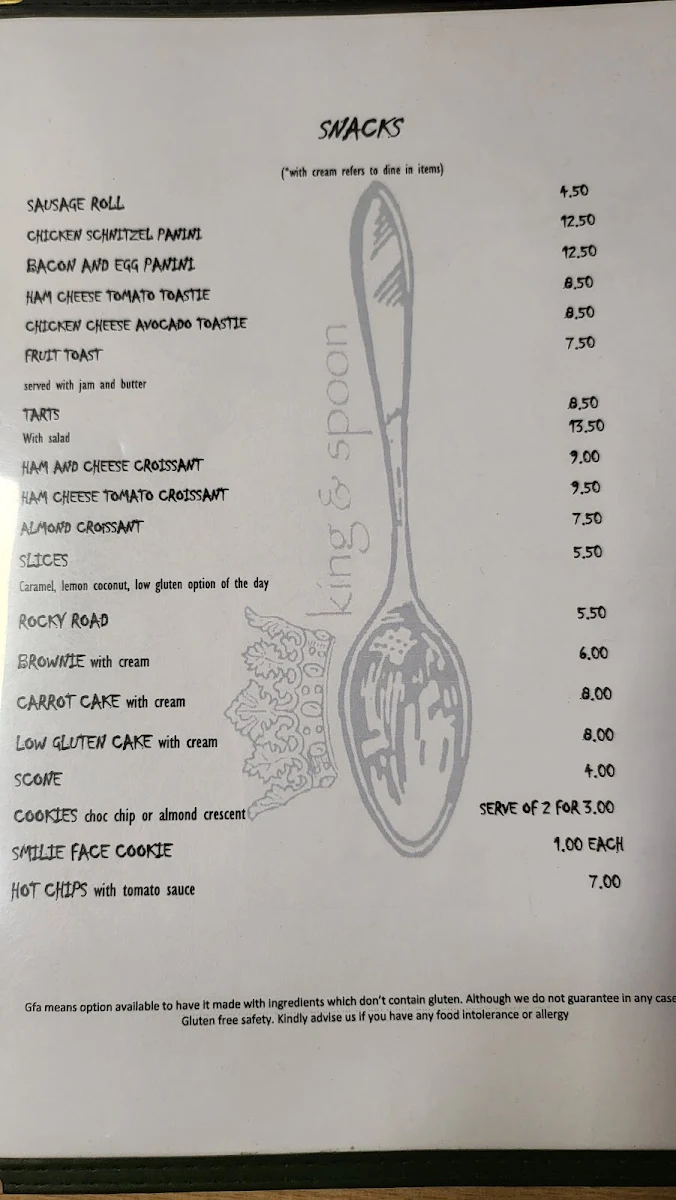 Menu, King & Spoon
