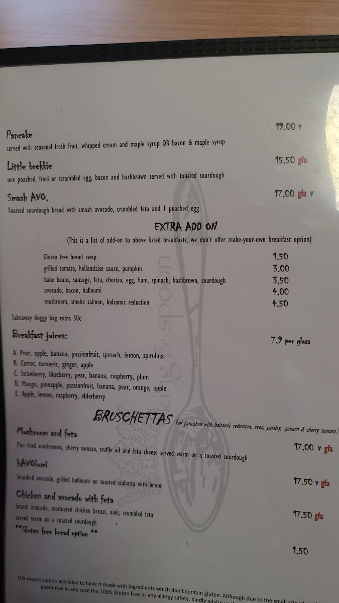 Menu, King & Spoon