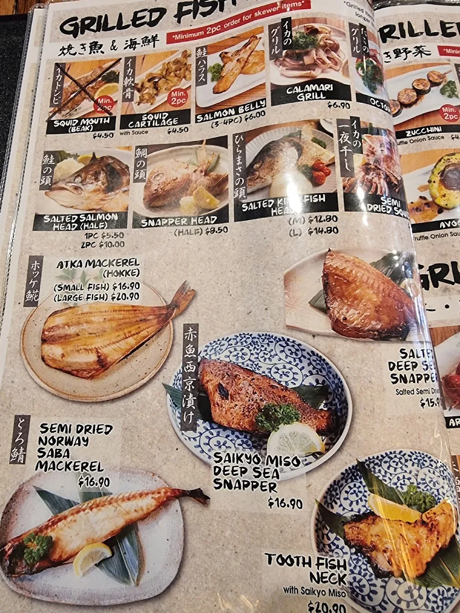 Menu, Robata Jones