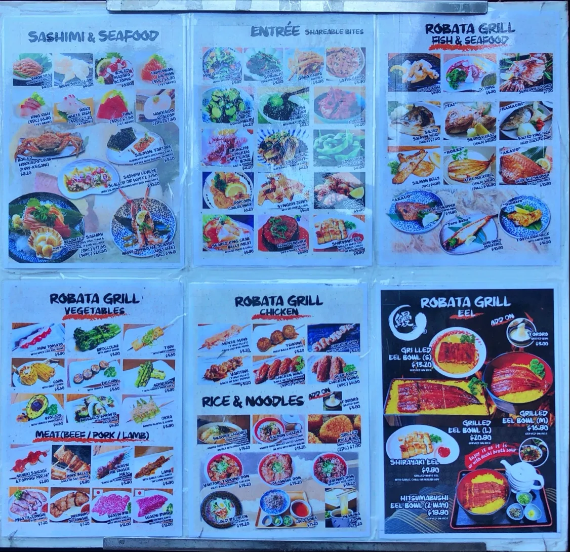 Menu, Robata Jones