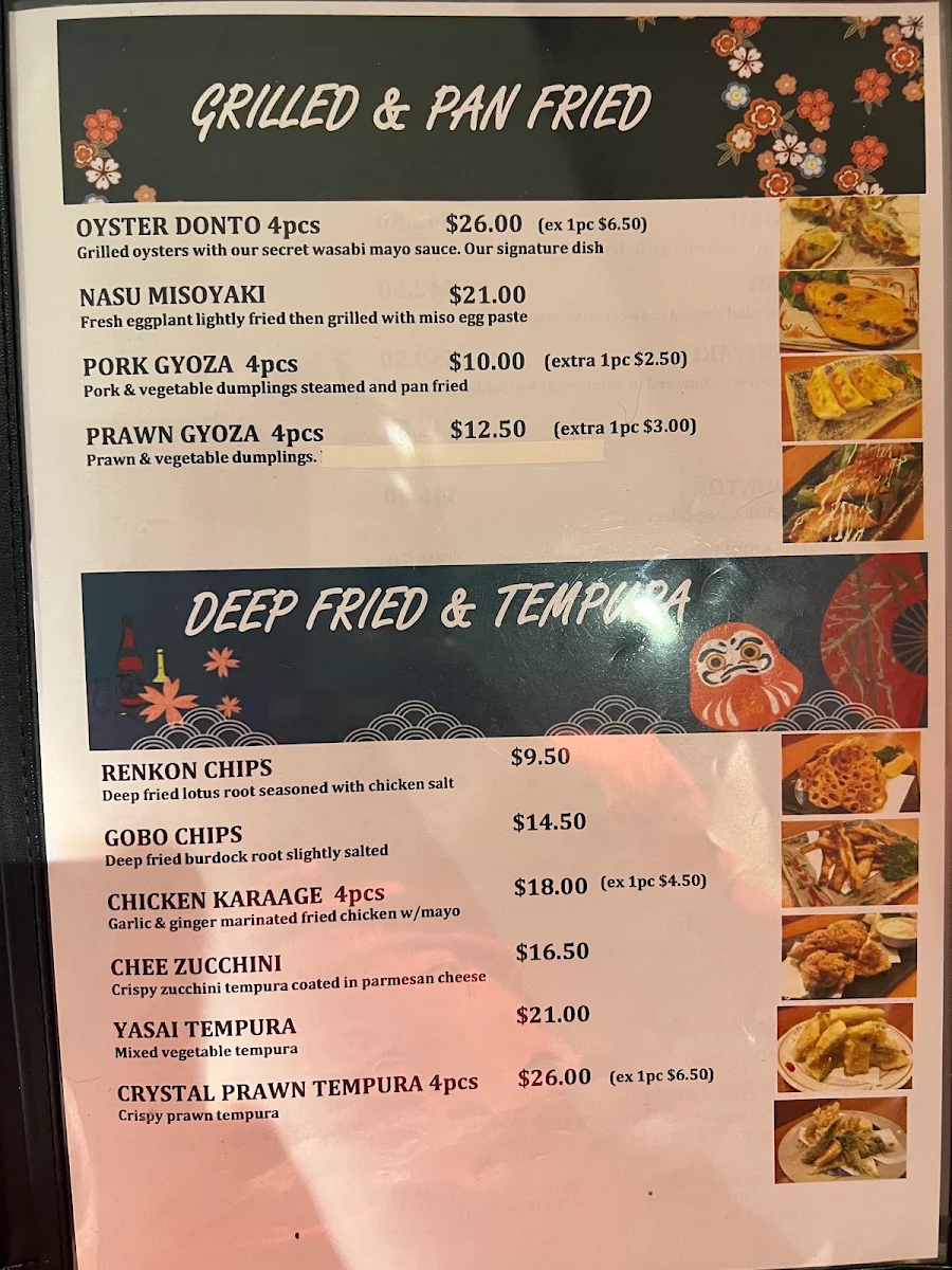 Menu, Donto Sapporo Japanese Restaurant