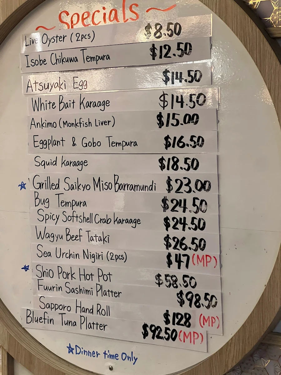 Menu, Donto Sapporo Japanese Restaurant