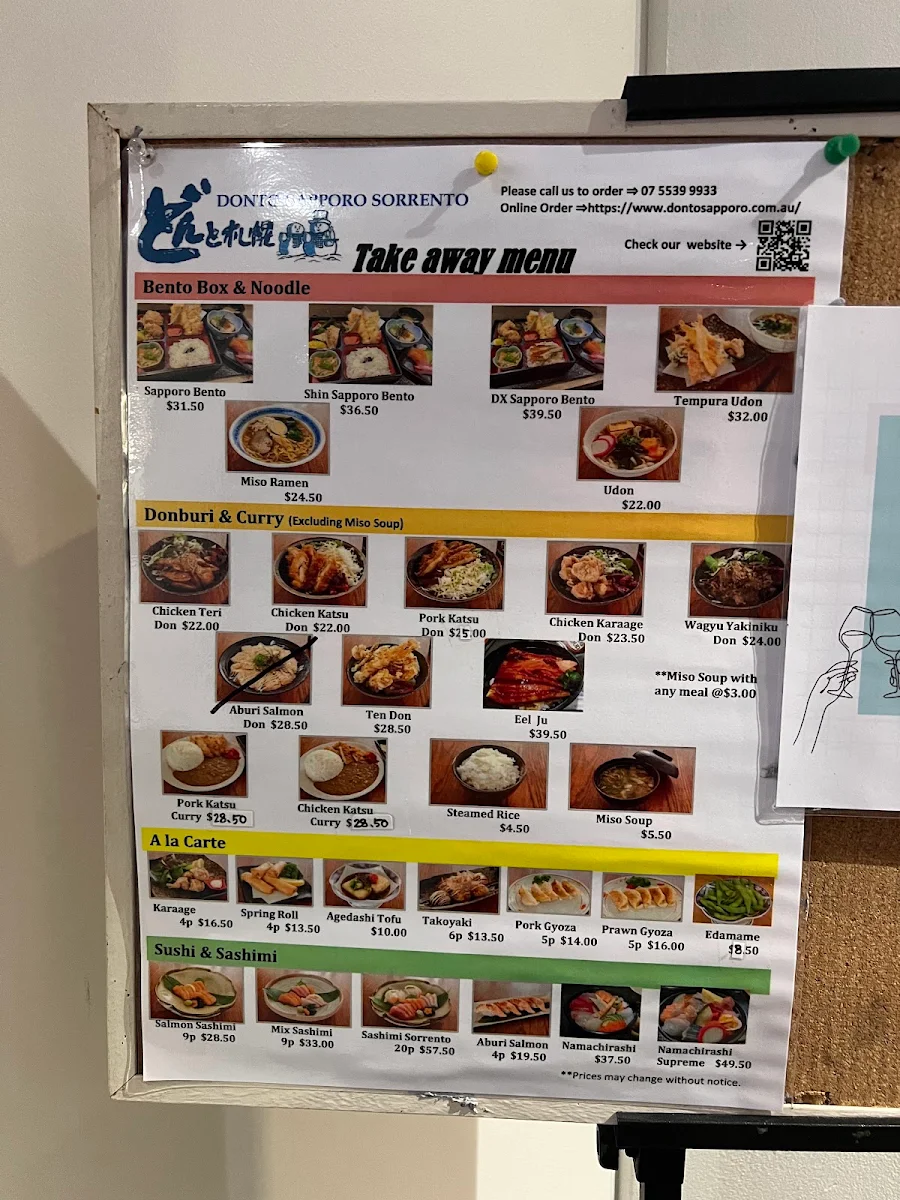 Menu, Donto Sapporo Japanese Restaurant