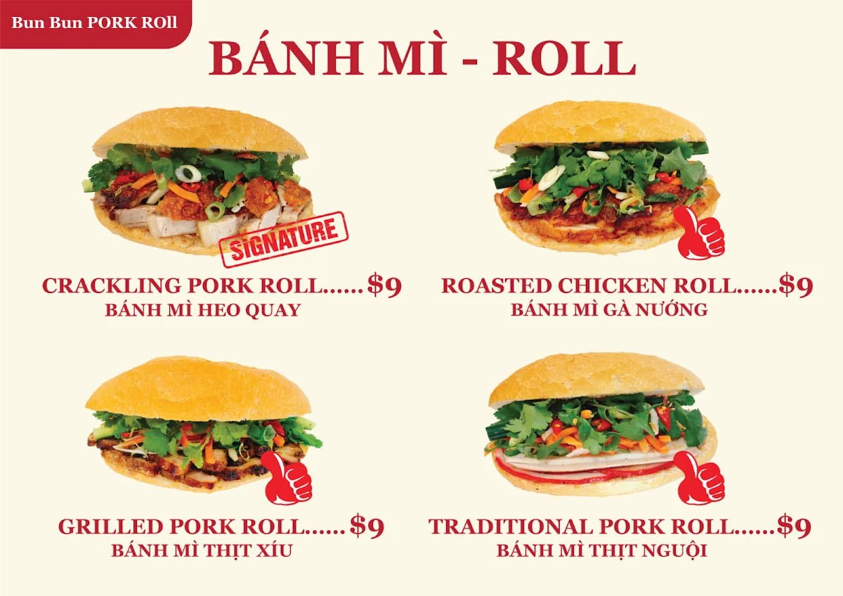 Menu, Bun Bun Pork Roll