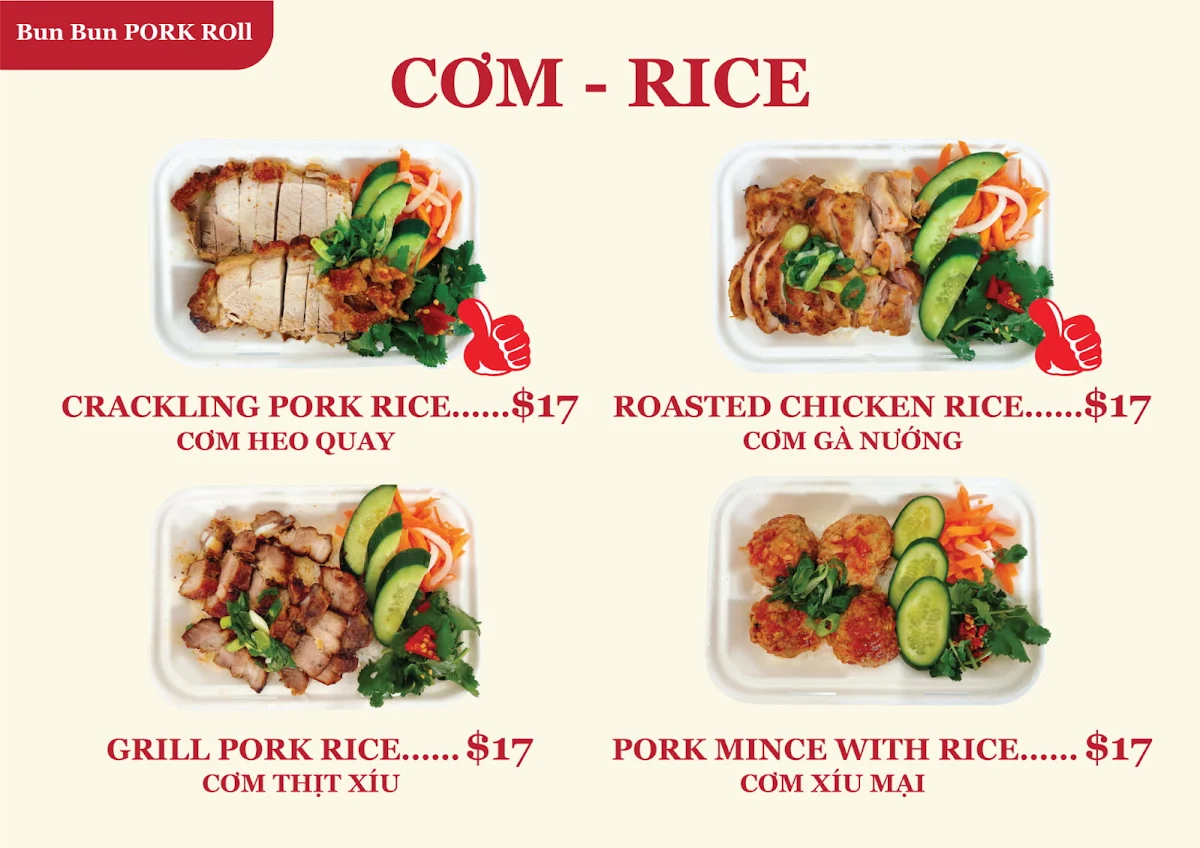 Menu, Bun Bun Pork Roll