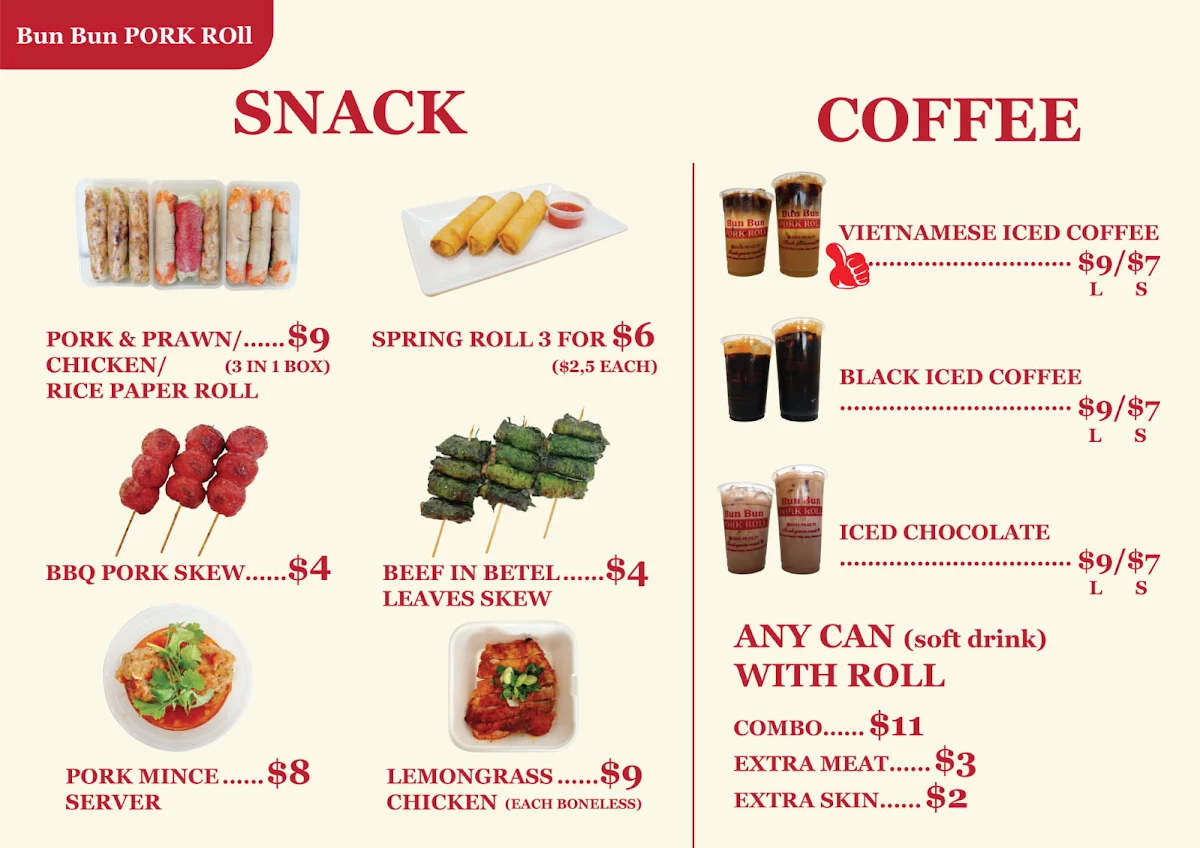 Menu, Bun Bun Pork Roll