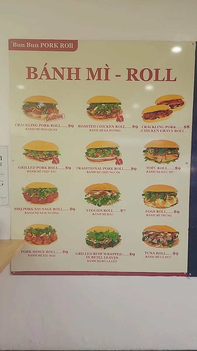 Menu, Bun Bun Pork Roll