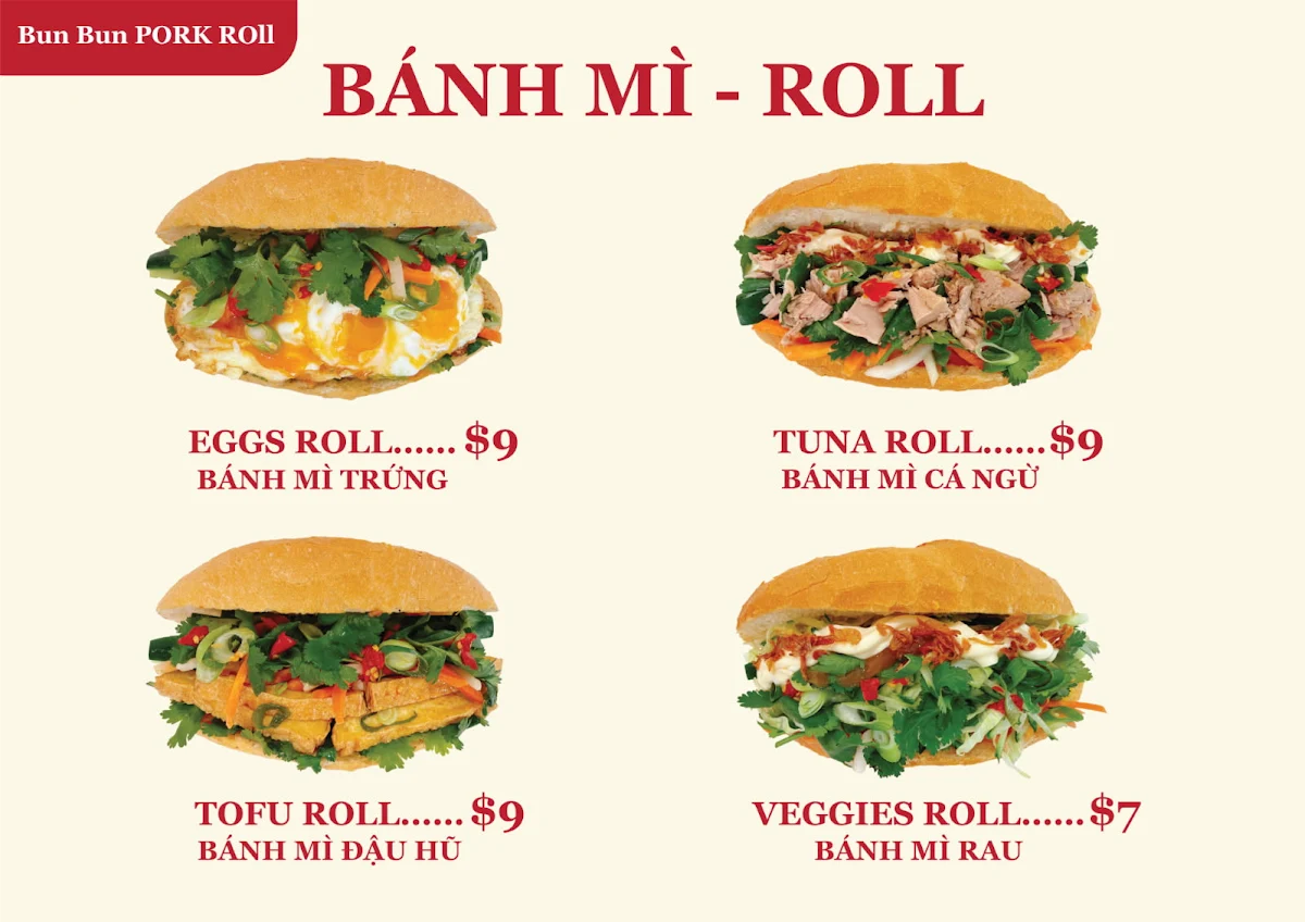 Menu, Bun Bun Pork Roll