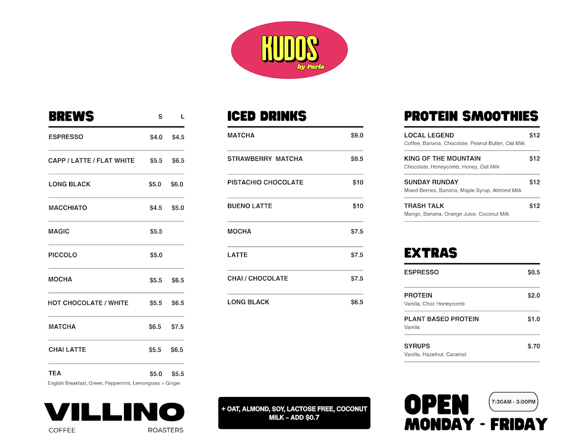 Menu, Kudos by Parla