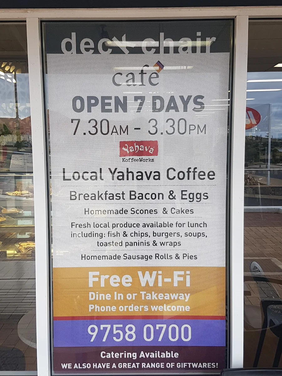 Menu, Deckchair Café