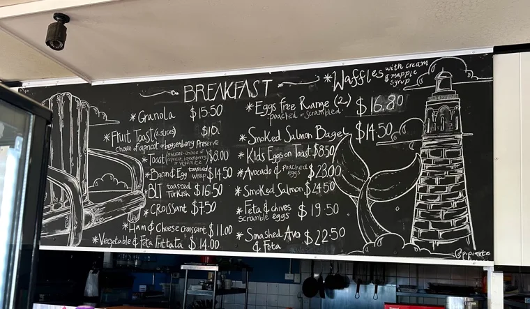 Menu, Deckchair Café