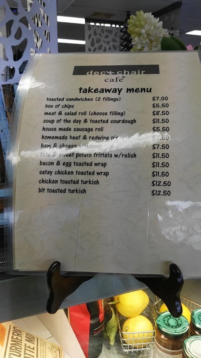 Menu, Deckchair Café