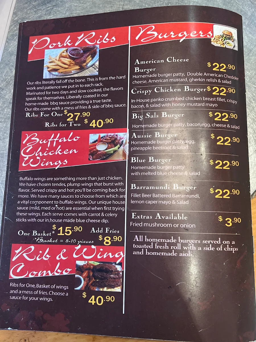 Menu, Salvatores Cafe