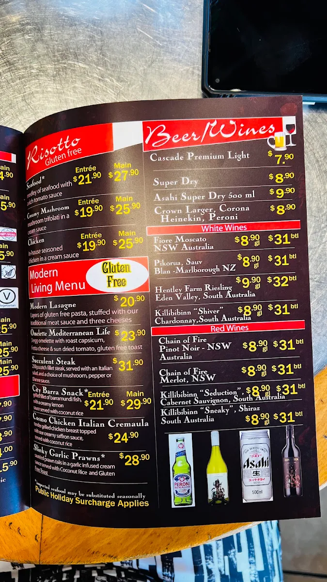 Menu, Salvatores Cafe