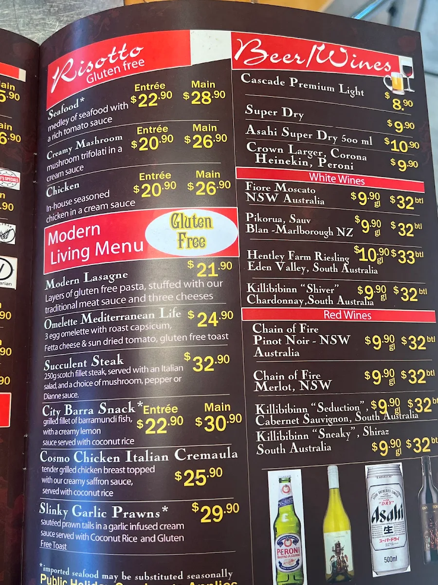 Menu, Salvatores Cafe