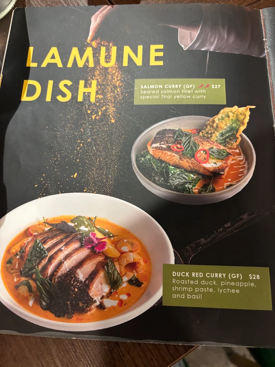 Menu, Lamune Thai Restaurant