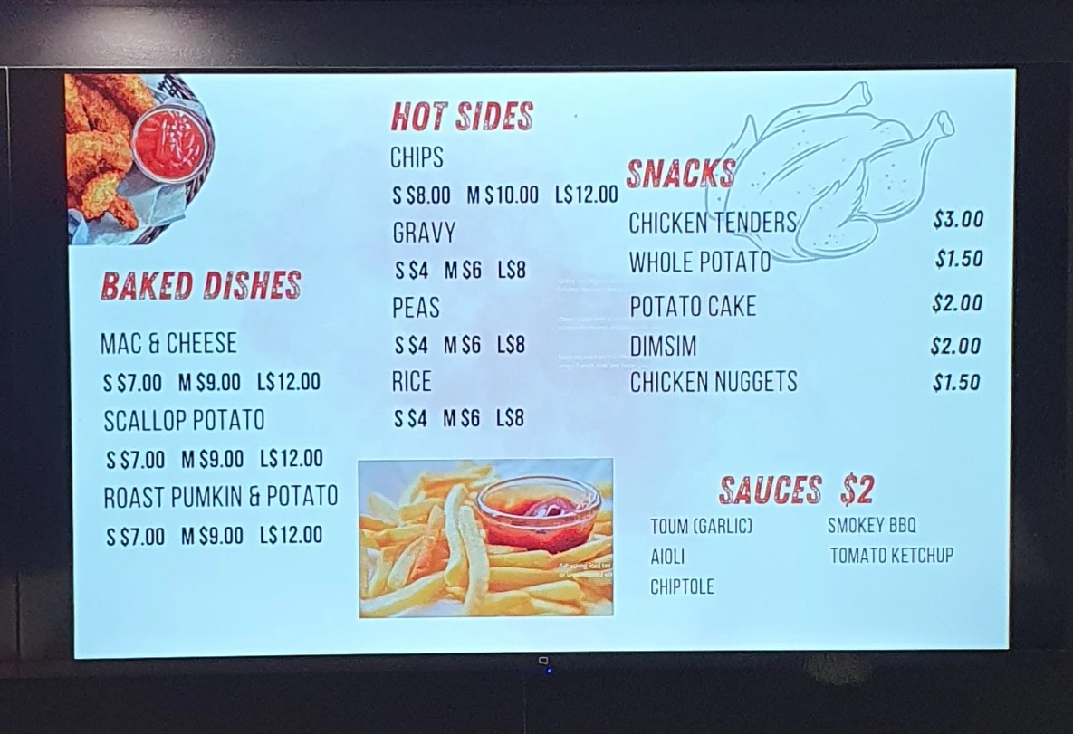 Menu, Chicken Depot
