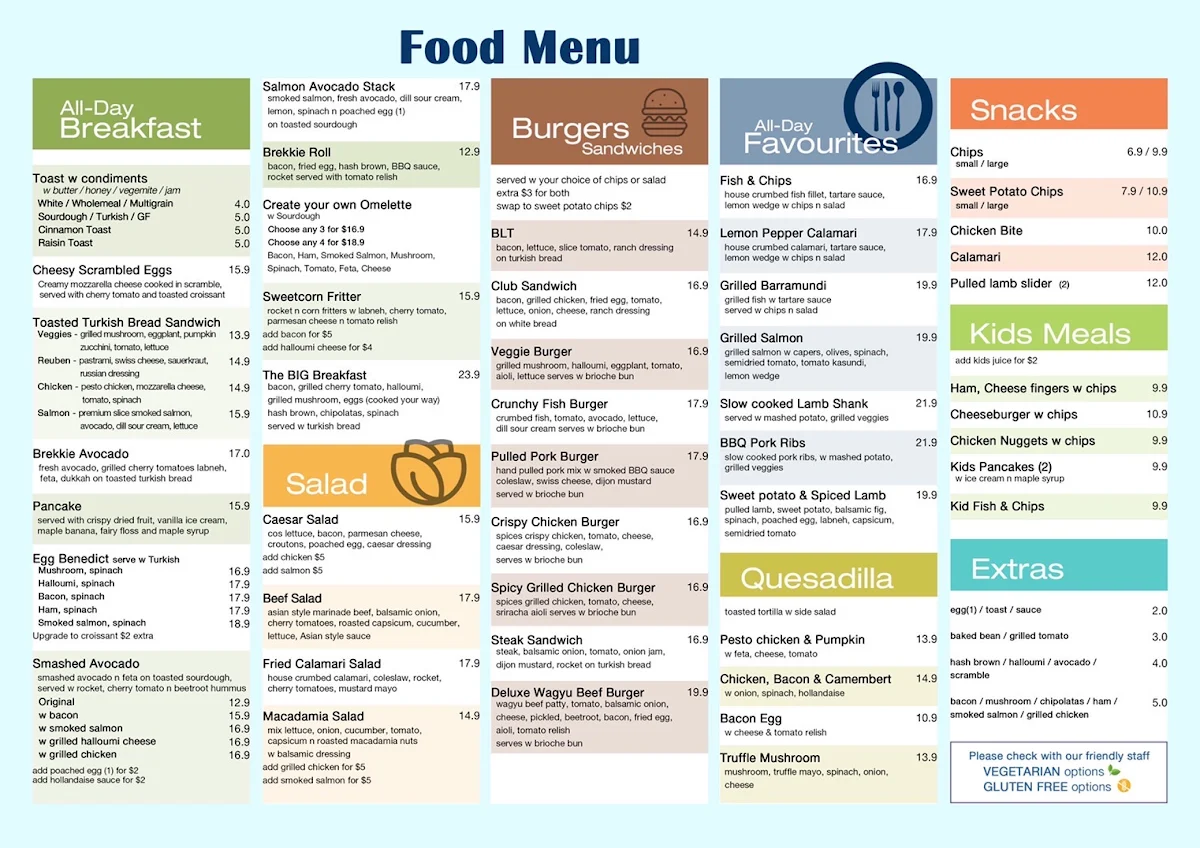 Menu, Chatterbox