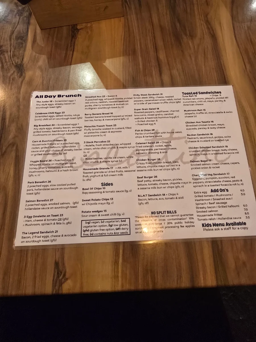 Menu, Biscottini Cafe